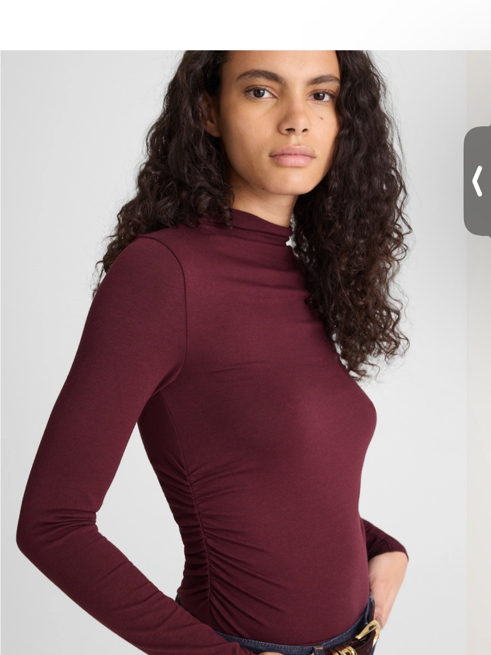 Madewell NWT ruched Mock Neck Long Sleeve Top dark pomegranate womens large